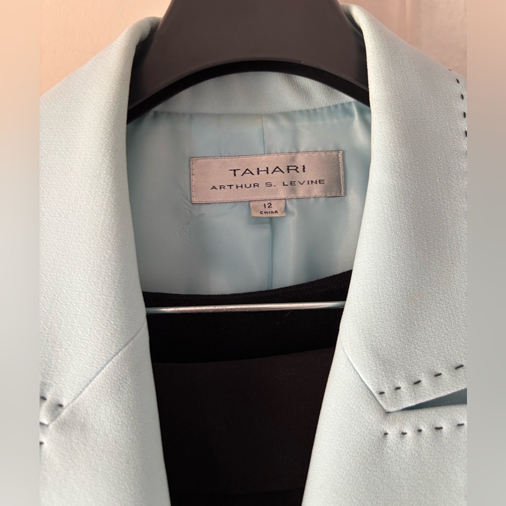 Tahari Blazer with Striped Tank Top and Black Slacks - Picture 3 of 6